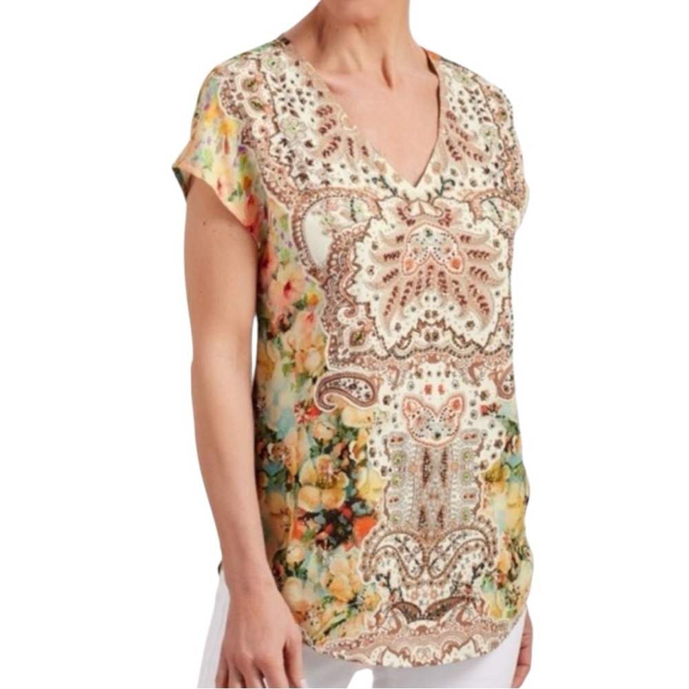 Soft Surroundings NWT Beaded Patria Tunic Top Size 2X Floral Paisley